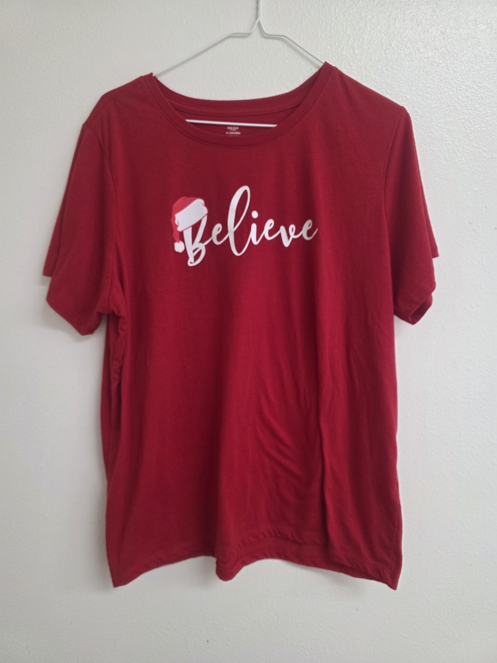 Holiday Time Red "Believe" Graphic Short Sleeve Tee (0712)